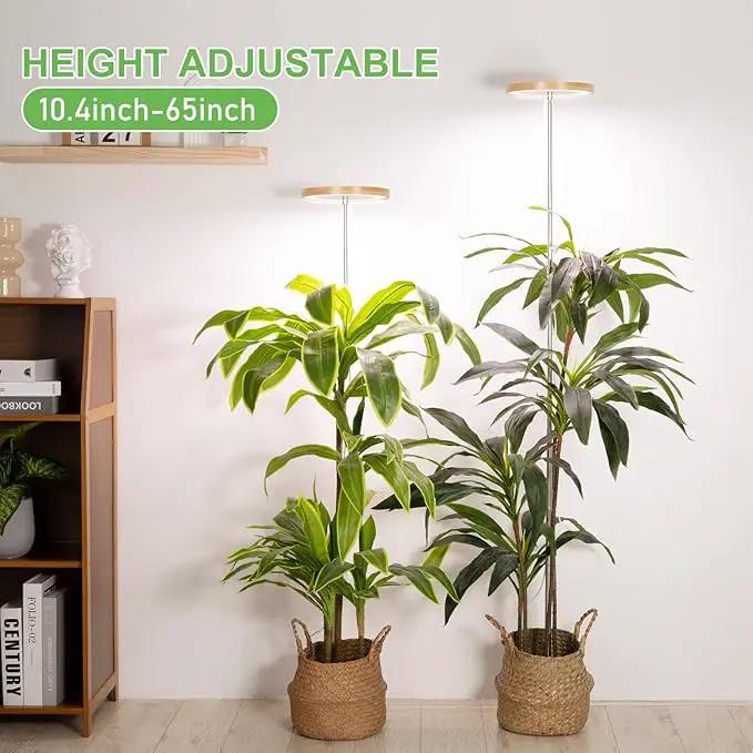 LORDEM Bamboo Grow Light for Indoor Plants, Full Spectrum LED Plant Grow Light, Height Adjustable Growing Lamp with Auto Timer 4H/8H/12H, 4 Dimmable Levels, Ideal for Large Tall Plants, 2 Pack by GreenHaven Gardens