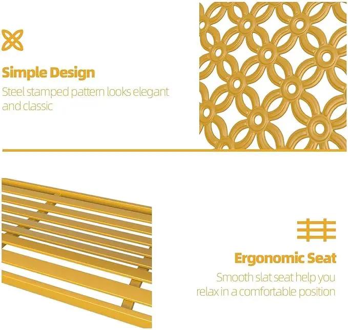 Grand patio 50" Outdoor Bench Garden Bench with Armrests Bench for Outdoors Lawn Yard Porch Sunflower Yellow by GreenHaven Gardens