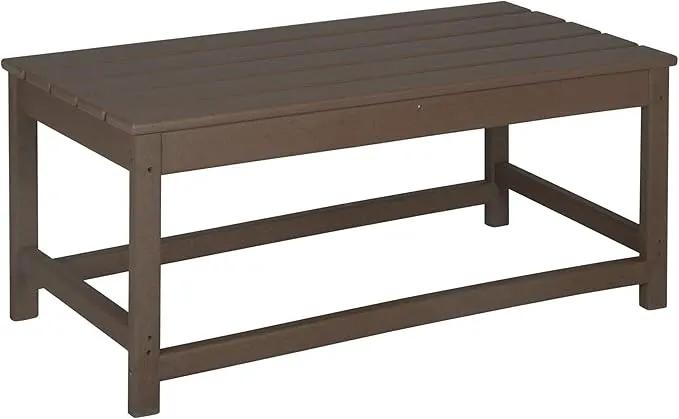 WO Home Furniture Adirondack Chairs Table Set of 3 PCS Outdoor Folding Chairs Coffee Table Weather/UV Resistant for Lawn, Garden, Bon Fire, Balcony (Dark Brown) by GreenHaven Gardens