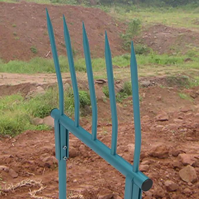 Broad Fork Garden Tool, 5 Tines 20 in Broadfork Hand Tiller, 55 inch Heigh Pitch Fork, Ergonomic U-Shaped Design, Spading Digging Fork for Gardening, Cultivating, Aerate Clay Soil for Farm by GreenHaven Gardens