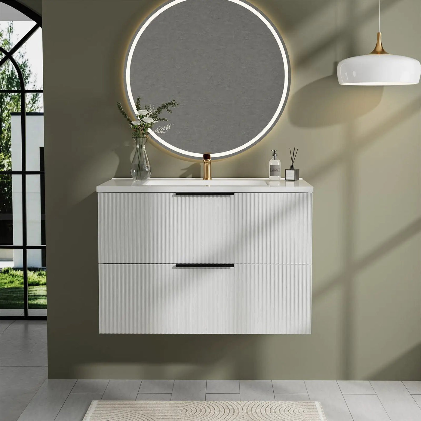 Modern Wall Mounted Floating Bathroom Vanity With Sink And Drawers by HouseOfZazla