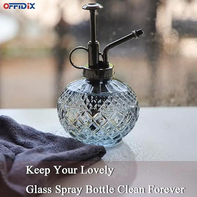 OFFIDIX Plant Mister, Vintage Glass Spray Bottle, Flower Mister 300ML Small Watering Can with Plastic Top Pump, Spray Bottle for Garden, Plants, Cleaning (Gray) by GreenHaven Gardens
