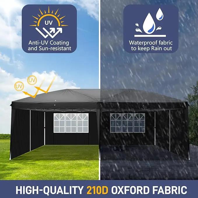 Outvita 10x20ft Pop Up Canopy Tent, Outdoor Instant Shelter Folding Canopy with 6 Side Walls and Carry Bag for Commercial Events, Party, Backyard BBQ, Camping Black by GreenHaven Gardens