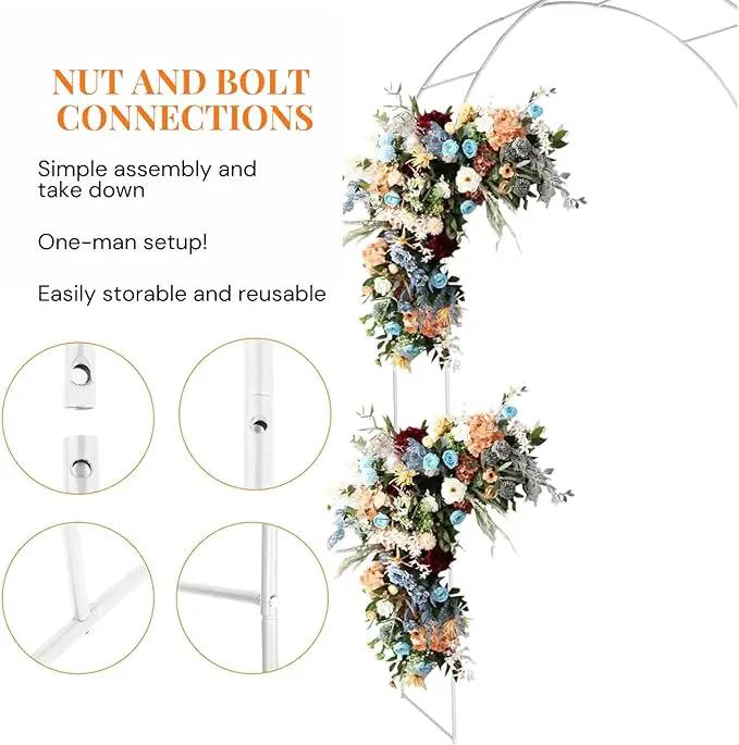 Adorox Metal Garden Arch Trellis for Climbing Plants 7.8ft Outdoor Arch Wedding Halloween Christmas Vine Trellis Pumpkin Archway Assemble Freely 2 Sizes White by GreenHaven Gardens