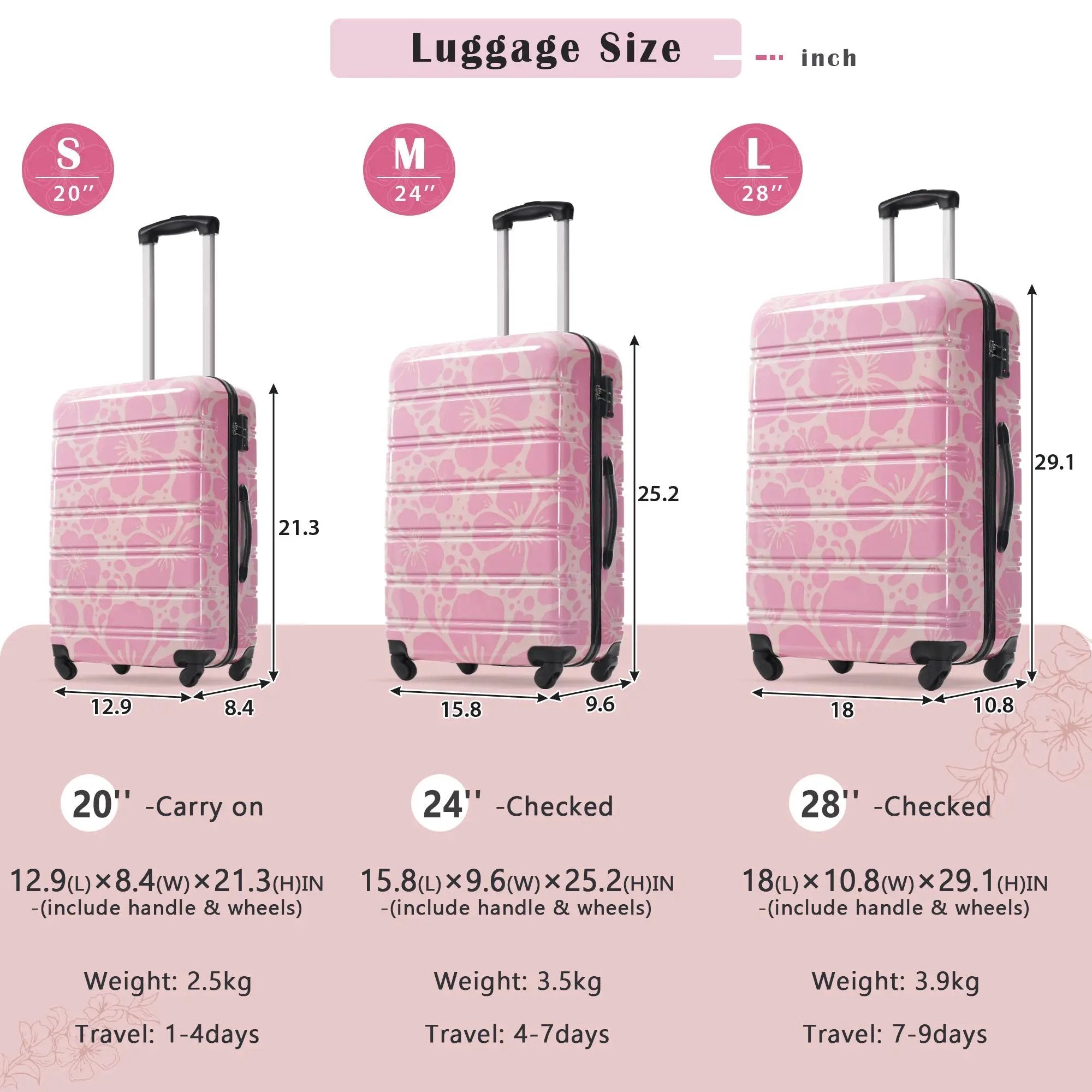 Hardshell Luggage Set 3-Piece Spinner Suitcases with TSA Lock by HouseOfZazla