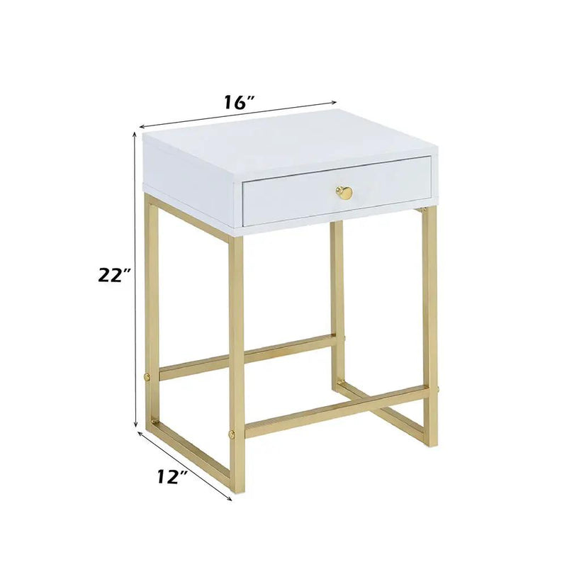 Coleen - Accent Table - White & Brass by Unique Piece Furniture