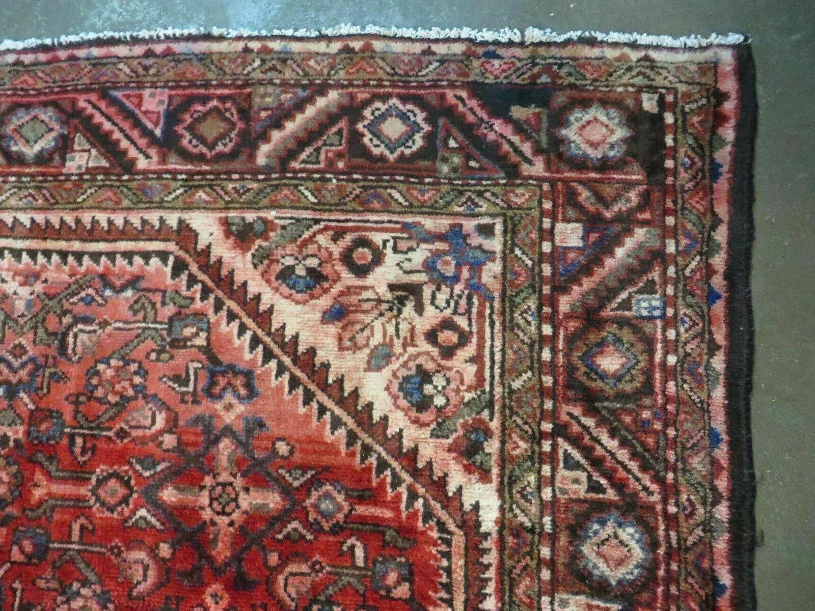 5' 6" X 10' Antique Handmade India Floral Oriental Wool Rug Veg Dyes Red Nice by Jewel Rugs