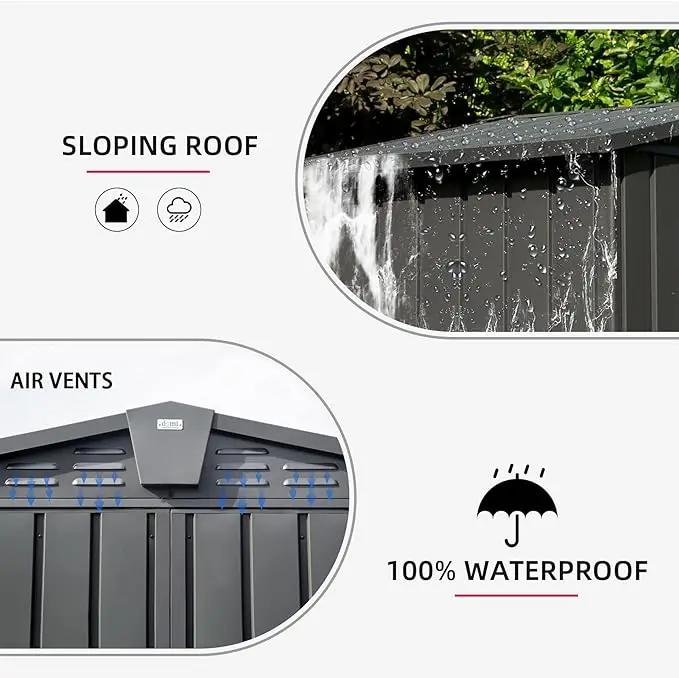 Domi Outdoor Storage Shed 6.5' x 4.2', Metal Waterproof Tool Shed Utility Storage House with Double Lockable Doors & Air Vent for Garden Backyard Patio Lawn by GreenHaven Gardens