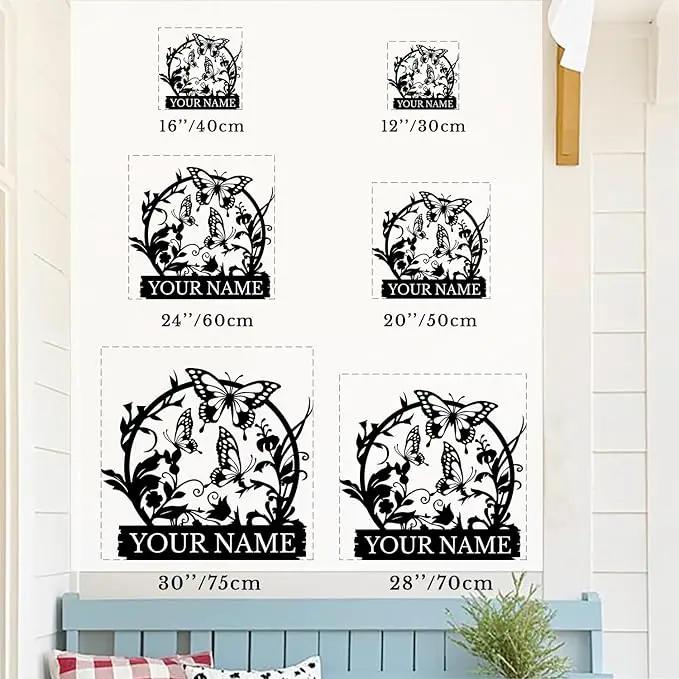 Custom Butterfly Metal Sign,Personalized Butterfly House Number Signs,Personalized Gardener Name Sign,Garden Patio Wall Decor (Style-4) by GreenHaven Gardens