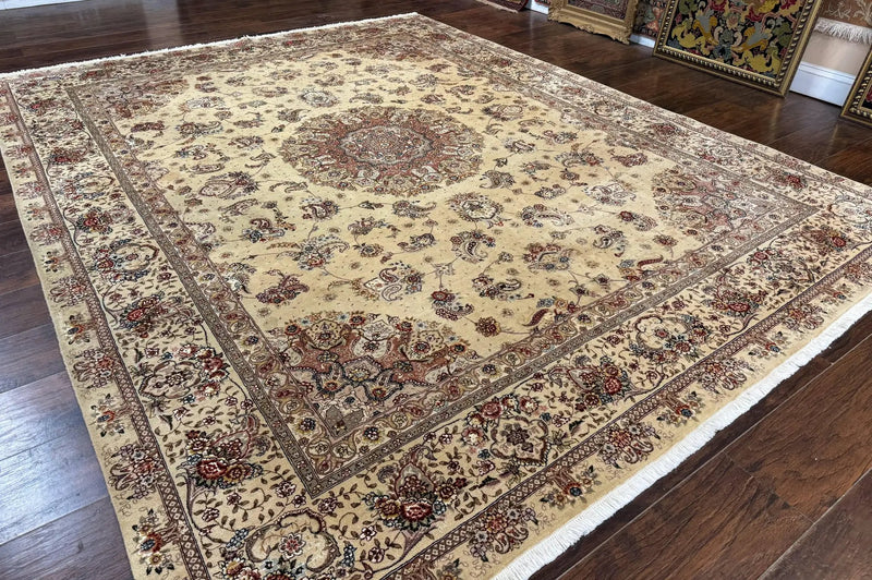 Sino Persian Rug 8x10, Wool and Silk Highlights, 290 KPSI, Floral Medallion by Jewel Rugs