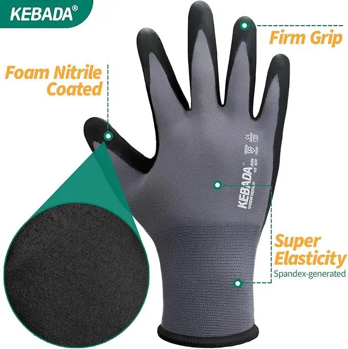 Kebada Work Gloves for Men and Women, Foam Nitrile Coated Safety Gloves with Grip, Ideal for Warehouse Package Handling, Gardening, Mechanic and Construction, XL by GreenHaven Gardens