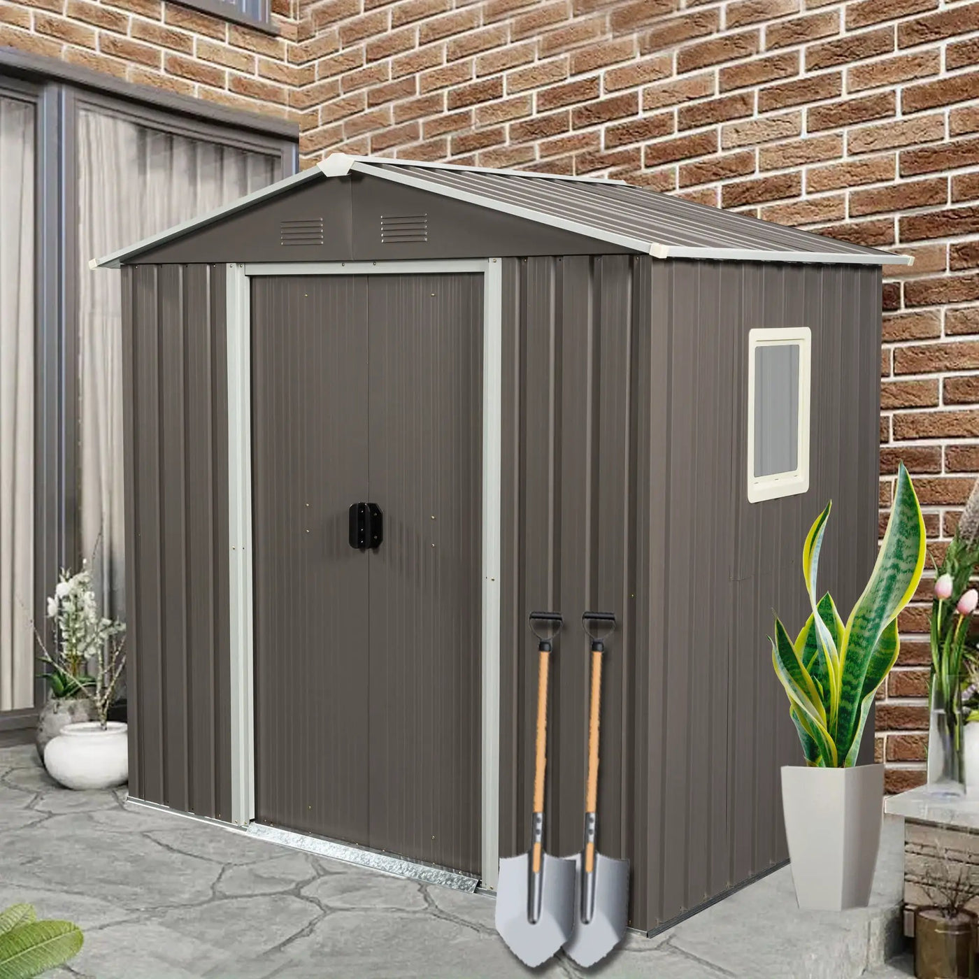 Outdoor Metal Storage Shed With Window by HouseOfZazla