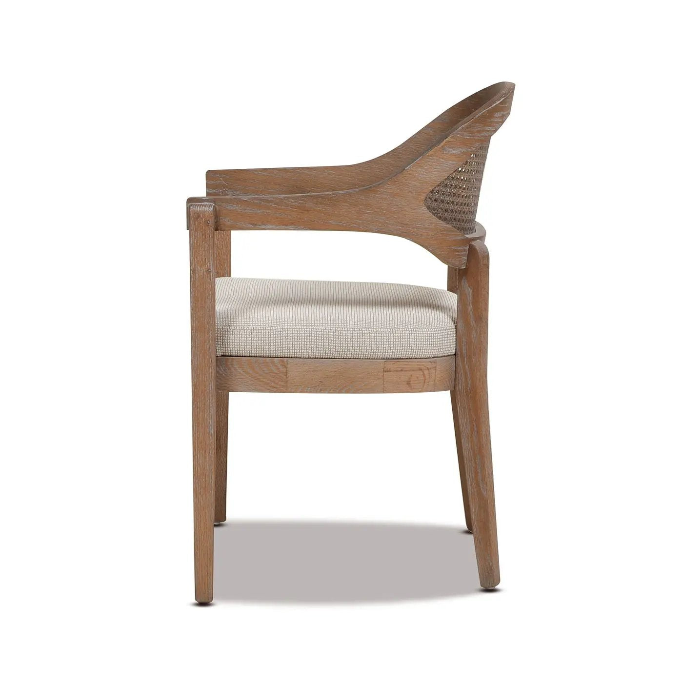 Americana - Mid-Century Modern Cane Back Dining Chair Textured Weave - Taupe Beige by HouseOfZazla
