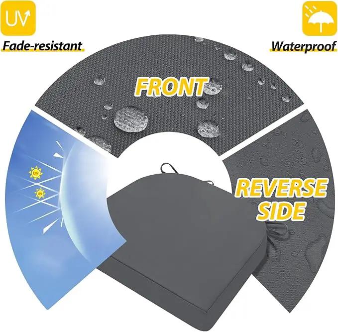 AAAAAcessories Outdoor Seat Cushions for Chairs, Waterproof, Fade-Resistant Patio Furniture Replacement Cushions, 17" x 16" x 2", Set of 2, Dark Gray by GreenHaven Gardens