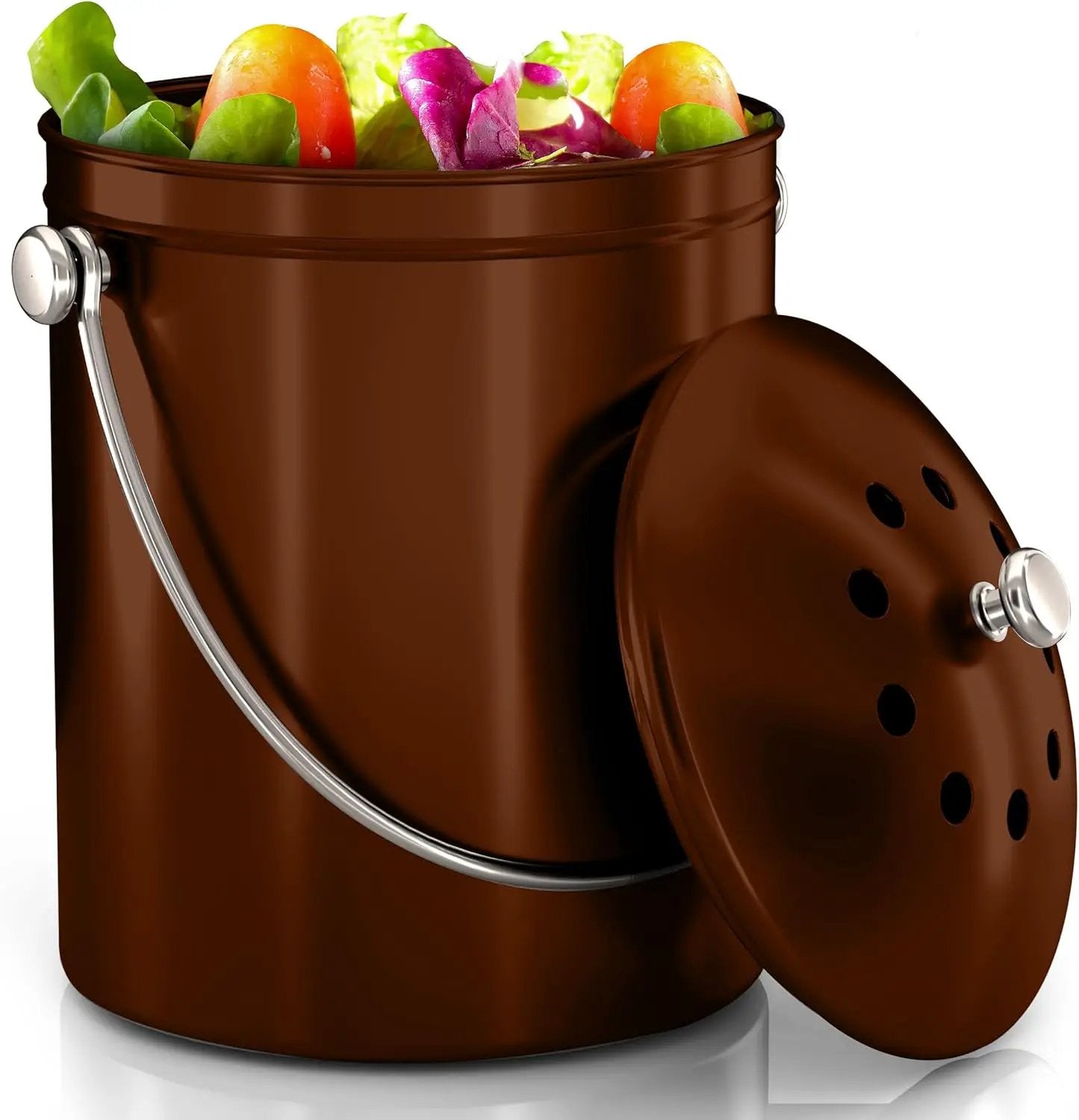 Utopia Kitchen Compost Bin for Kitchen Countertop, 1.3 Gallon Compost Bin for Kitchen with Lid, Includes 1 Spare Charcoal Filter (Copper) by GreenHaven Gardens