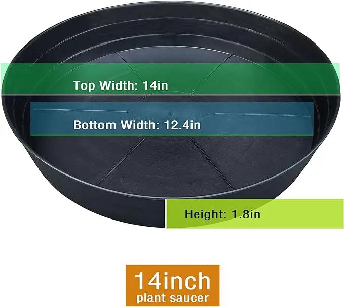 Plant Saucer 14 Inch, 4 Pack Extra Large Planter Saucer, Plastic Plant Saucers for Indoors and Outdoors, Deep Plant Pot Saucers, Drainage Tray for 9 10 12 in Planters by GreenHaven Gardens