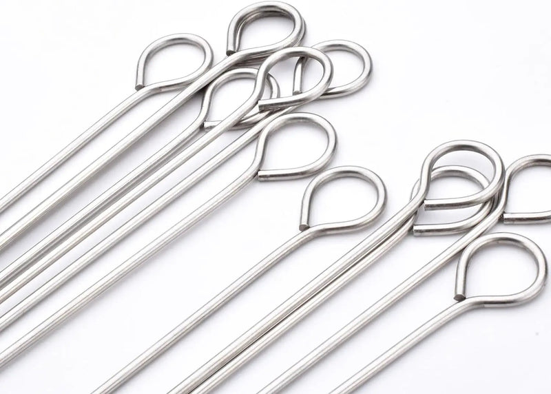 10 Inch Metal Barbecue Skewers, Stainless Steel BBQ Skewers, Shish Kebab Kabob Skewers 12 Pcs by GreenHaven Gardens