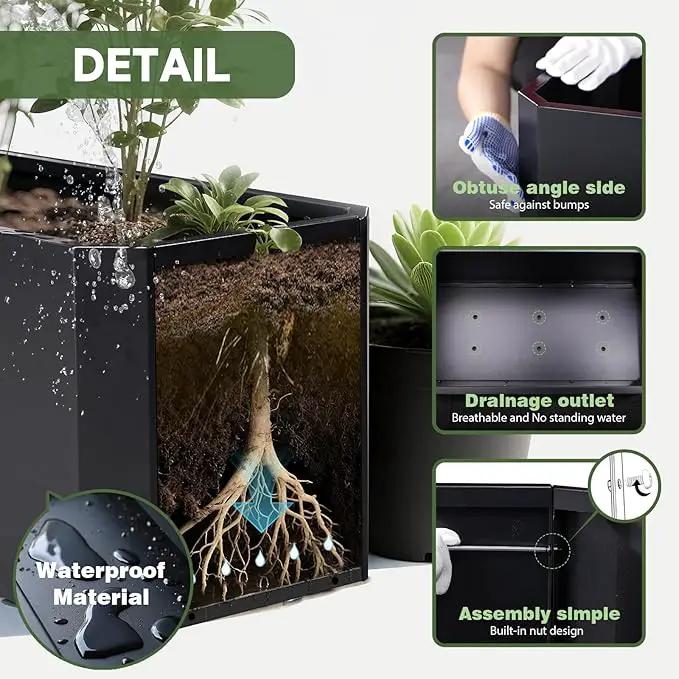 Steel Planter Box-36"x15"x15"-Large Rectangular Planter Indoor or Outdoor Black Matel Planter Box Commercial Residential for Patio Porch Deck Home Backyard by GreenHaven Gardens