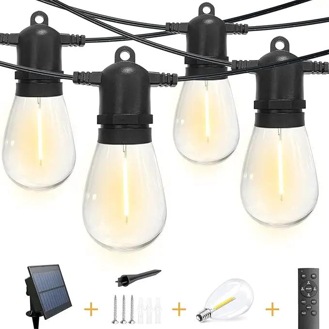 33(27+6) ft Solar String Lights Outdoor, Waterproof with USB Port Remote Control Solar Patio Lights,9 Shatterproof S14 Bulbs,1W Soft White by GreenHaven Gardens