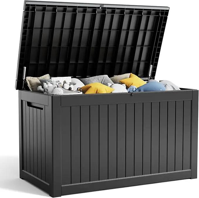 XXL 230 Gallon Large Resin Deck Box, Outdoor Lockable Storage Box for Patio Cushions Storage Furniture, Pool Supplies, Garden Tools, Weatherproof and UV Resistant- Black (230 Gallon) by GreenHaven Gardens