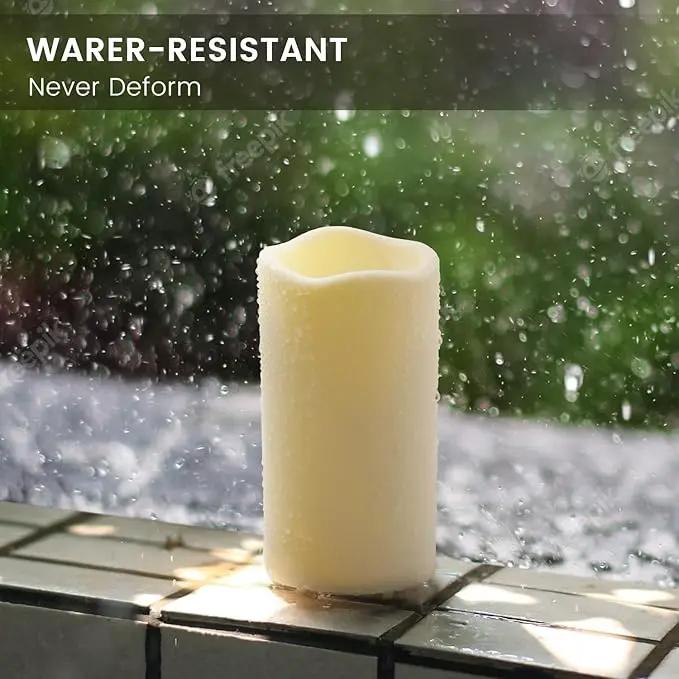12PACK Waterproof Flameless Candles with Remote Control Candle, Battery Operated Flickering LED Pillar Candle Plastic,Large Size(D3 x H5.5) for Outdoor/Indoor Decoration Wedding, Party, Birthday by GreenHaven Gardens