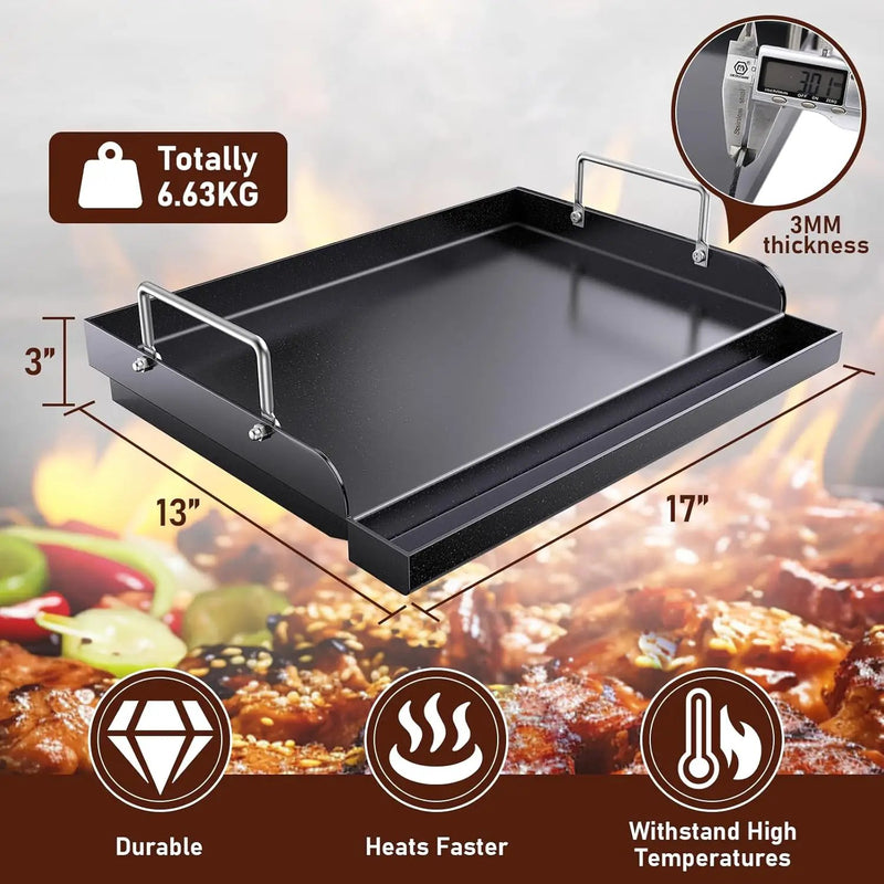 Cast Iron Griddle for Gas Grill, Nanoceramic Nonstick Flat Top Griddle Insert for Outdoor Gas Grill by GreenHaven Gardens