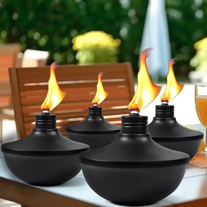 2-Pack Upgraded Tabletop Torches, 24 oz Citronella Torch Lights, Refillable Torch with Wicks, Covers, and Funnel Included - Ideal for Garden, Patio, Deck, Yard, Party, Landscape by GreenHaven Gardens