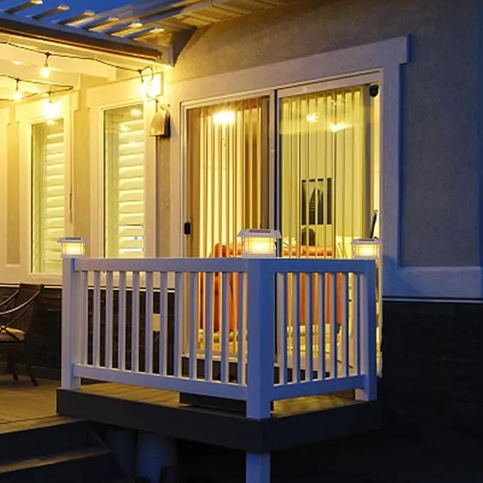 Dynaming 6 Pack Solar Post Lights Outdoor, Solar Powered White Shell Fence Post Cap Lights, High Brightness Warm White LED Lighting for Garden Deck Patio, Fit 4x4, 5x5 or 6x6 Vinyl/Wooden Posts by GreenHaven Gardens
