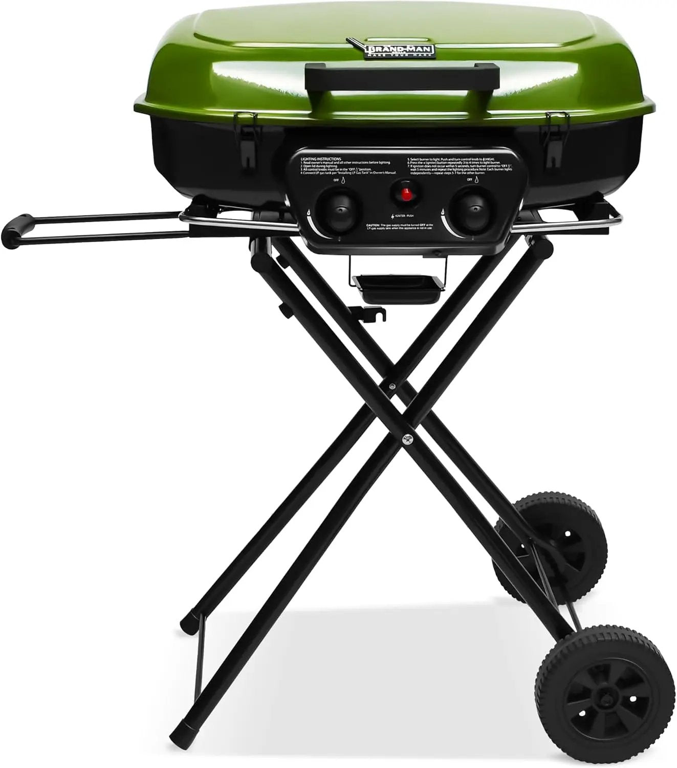 Brand-Man Propane Gas Grill, Portable Standup Grill with Folding Cart & Push-Button Ignition, Ideal for Camping, Tailgating, BBQ, Backyard, Patio & More by GreenHaven Gardens