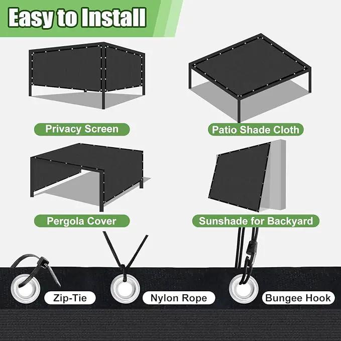 90% Outdoor Sun Shade Cloth, 12'×20' Pergola Shade Cover with Grommets, Privacy Screen Sunshades for Patio Garden Backyard Plant, Dark Grey by GreenHaven Gardens