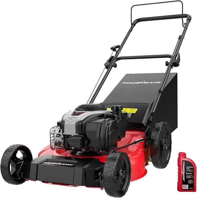 PowerSmart 21" Gas Lawn Mower with 140cc B&S E550 Engine, 3-in-1 with Bagging, High Wheels, Lightweight and Easy Assembly, Cordless Push Lawn Mowers for Garden Yard by GreenHaven Gardens