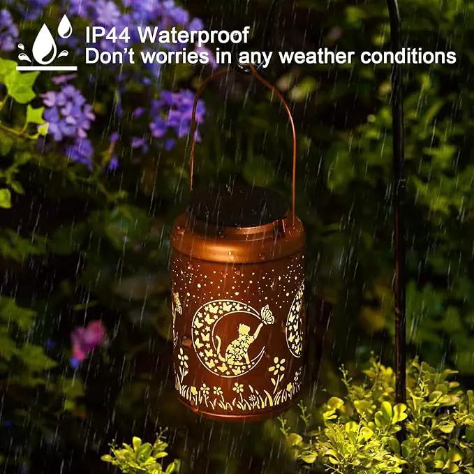 Solar Lanterns Outdoor Waterproof - 2 Pack Cat Garden Decor Birthday Gifts for Women Mom Grandma Hanging Solar Lights Metal Solar Lantern for Outside, Patio, Outdoor, Yard, Backyard, Porch by GreenHaven Gardens