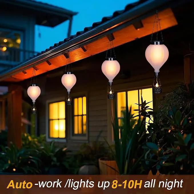 Hanging Solar Lantern Outdoor Garden Decor Hot Air Balloon Lantern with Flickering Flame Gifts for Women Grandma Mom Outdoor Hanging Light Solar Decorative Lamp for Garden Patio Yard and Home by GreenHaven Gardens