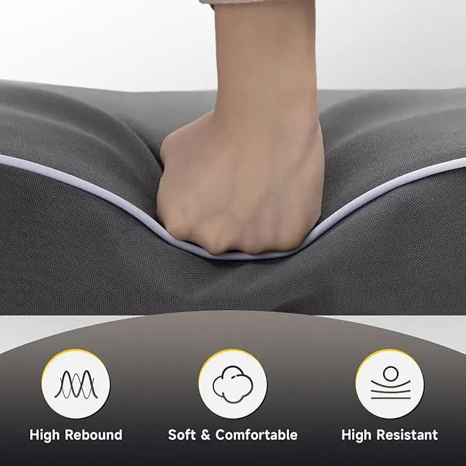 PNP FKJP 2 Pack Outdoor Chair Cushion 20" X 20" X 4", Waterproof Outdoor Seat Cushions with Non-Skid Ties,Dark Gray (Cushion + Cover) by GreenHaven Gardens