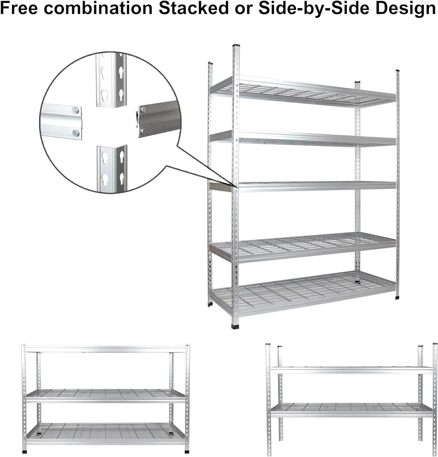 Amazon Basics 4000IBS Heavy Duty Adjustable Storage Shelving Unit, 5 Shelf, High-Grade Aluminum, Silver, 60 x 24 x 78 Inch by GreenHaven Gardens