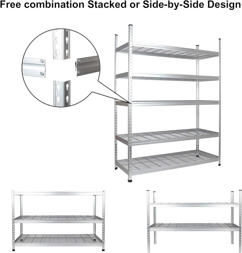 Amazon Basics 4000IBS Heavy Duty Adjustable Storage Shelving Unit, 5 Shelf, High-Grade Aluminum, Silver, 60 x 24 x 78 Inch by GreenHaven Gardens