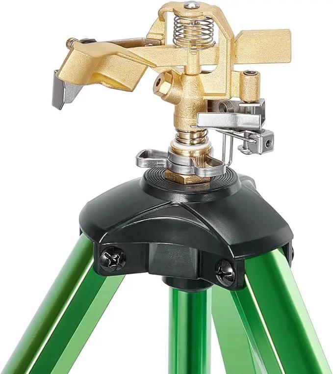 Impact Sprinklers on Tripod Base,Heavy Duty Lawn Sprinkler for Yard with 360 Degree Large Area Coverage Irrigation,Brass Sprinklers with Adjustable Head Nozzle,3/4Inch Connector Extension Legs by GreenHaven Gardens