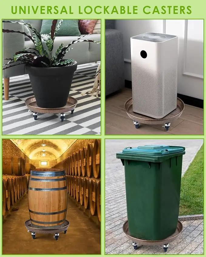 PACETAP 2Pack 15.7'' Large Plant Stand with Lockable Wheels, Heavy-Duty Plant Caddy with Casters for Indoor and Outdoor, Round Rolling Plant Stands Garden Pot Mover to Carry Potted Flower Pot by GreenHaven Gardens
