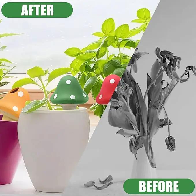 4PCS Terracotta Self Watering Spikes, Mushroom Shaped Self Watering Globes, Slow Release Self Watering Planter Insert, Plant Watering Globes for Indoor and Outdoor Plants by GreenHaven Gardens