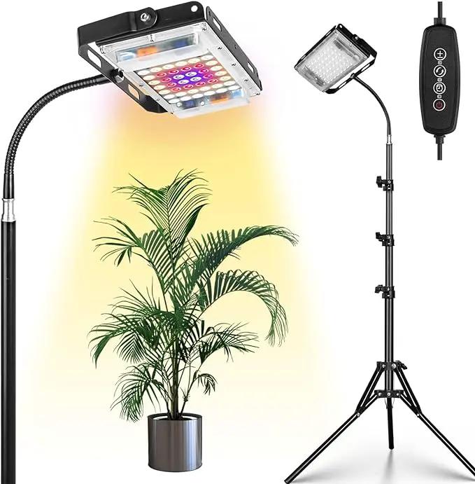 LBW Grow Light with Stand, Full Spectrum LED Plant Light for Indoor Plants, Floor Grow Lamp with 63" Adjustable Tripod, 4H/8H/12H Timer, 6 Dimmable Brightness, Ideal for Tall Plants by GreenHaven Gardens