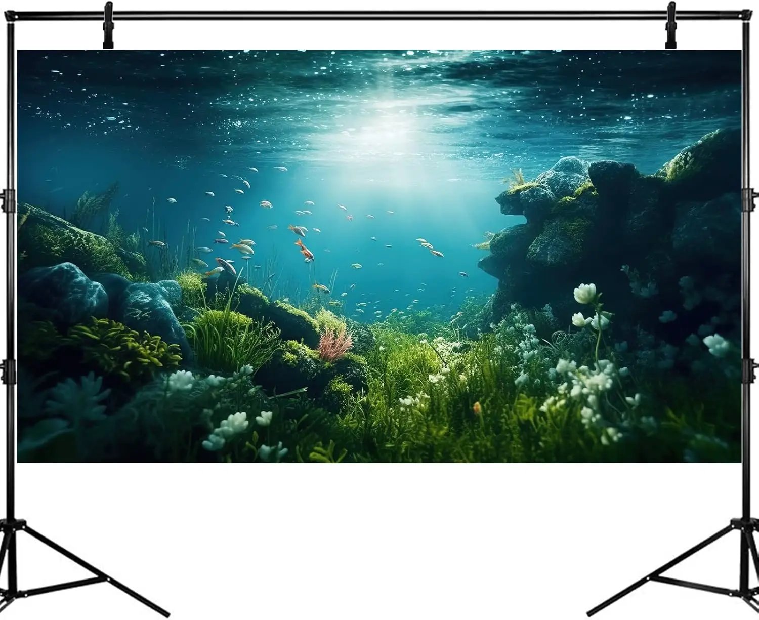 Underwater Aquarium Background Under The Sea Fish Tank Background Ocean Floor Green Aquatic Plants Aquarium Backgrounds Deep Sea Sunray Tropical Fish Aquarium Tank Backgrounds 48x24in by GreenHaven Gardens