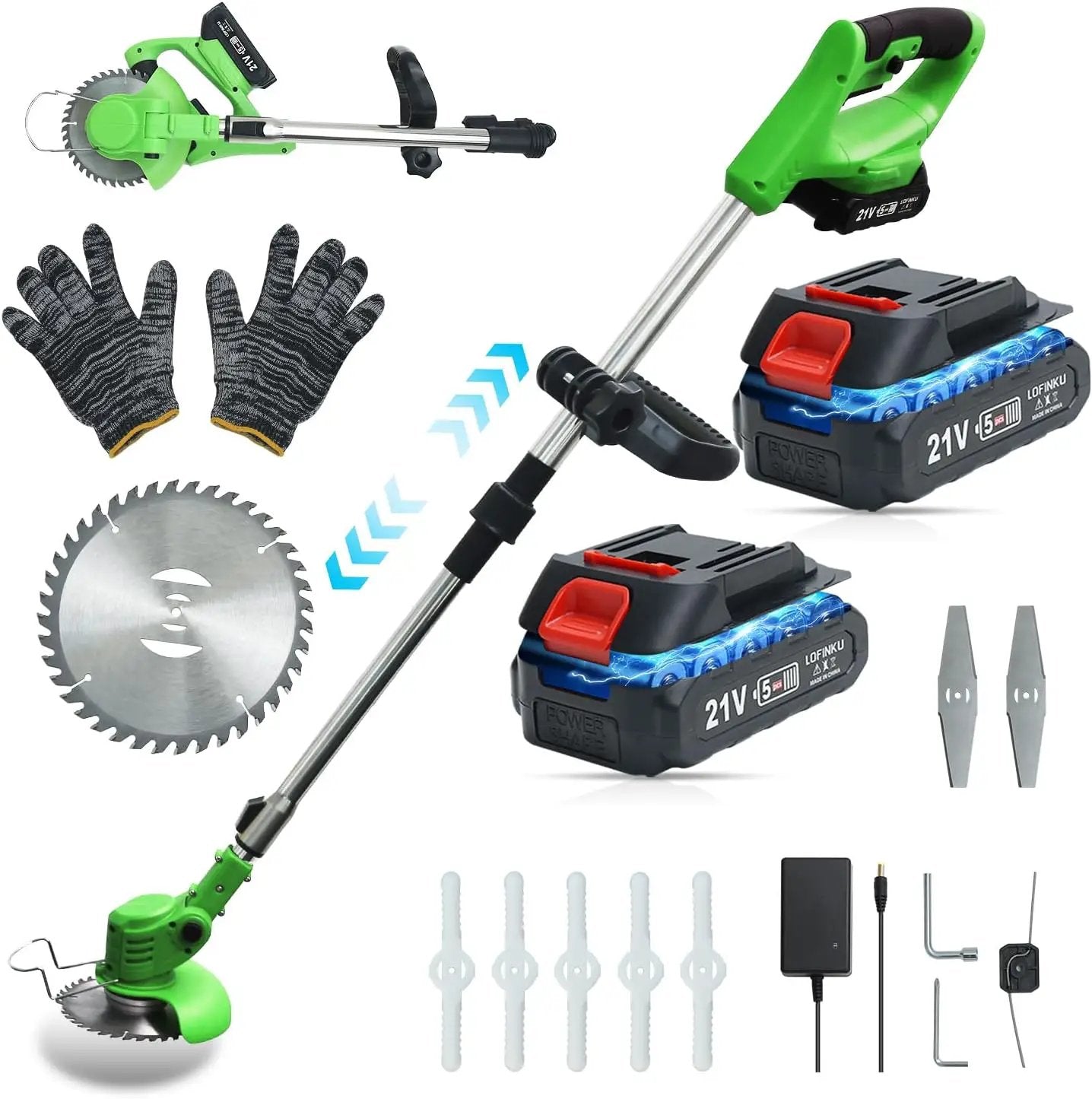Cordless Weed Wacker,Electric Weed Eater,2 Batteries,Grass Trimmer Cordless,Lightweight and Foldable Design,Weed Erimmer, Green by GreenHaven Gardens