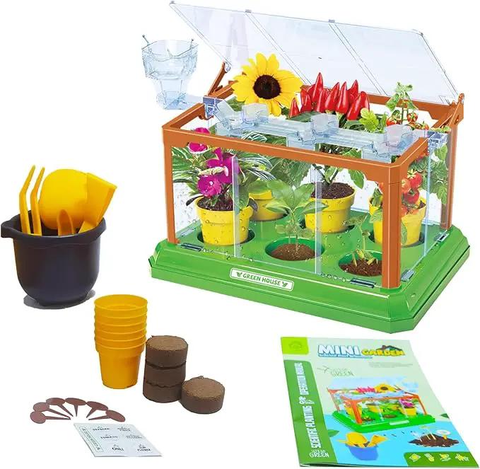 Kids Gardening Kit Greenhouse Growing Terrarium Kit Plant Growing Set Discovery Educational Gardening Gift for Boy & Girl by GreenHaven Gardens