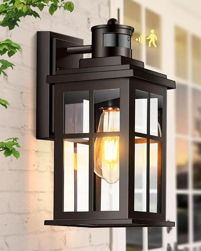 Motion Sensor Exterior Light Fixture, Bronze Dusk to Dawn Outdoor Wall Lights, Waterproof Exterior Lights for House, Porch, Doorway, Garage, 100% Aluminum by GreenHaven Gardens