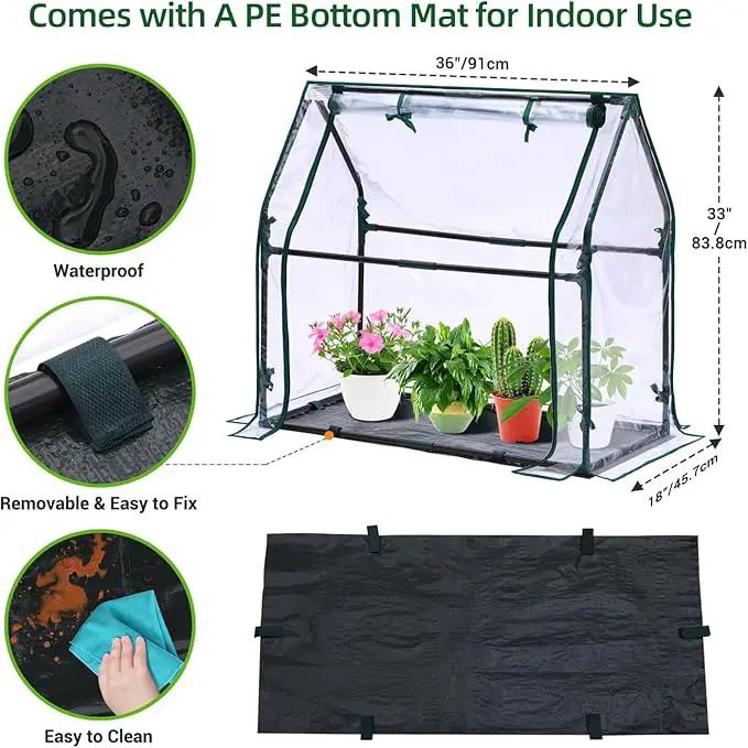 Mini Greenhouse for Indoor Outdoor: Ohuhu Tabletop Portable Green House with Waterproof Pad for Small Plants Nursery Germination, 36"x18"x33" Heavy-Duty Cover Tent Humidity Dome Seedling Accessory by GreenHaven Gardens