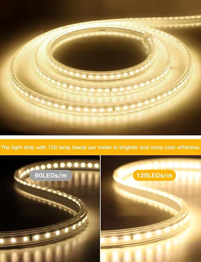 AIMENGTE Plug in LED Strip Lights for House, Led Lighting for Garden Yard Lawn Under Cabinet Patio Wardrobe Backyard, AC 110V, 240LEDs, 3000k LED Rope Lights (6.6ft, Warm White) by GreenHaven Gardens