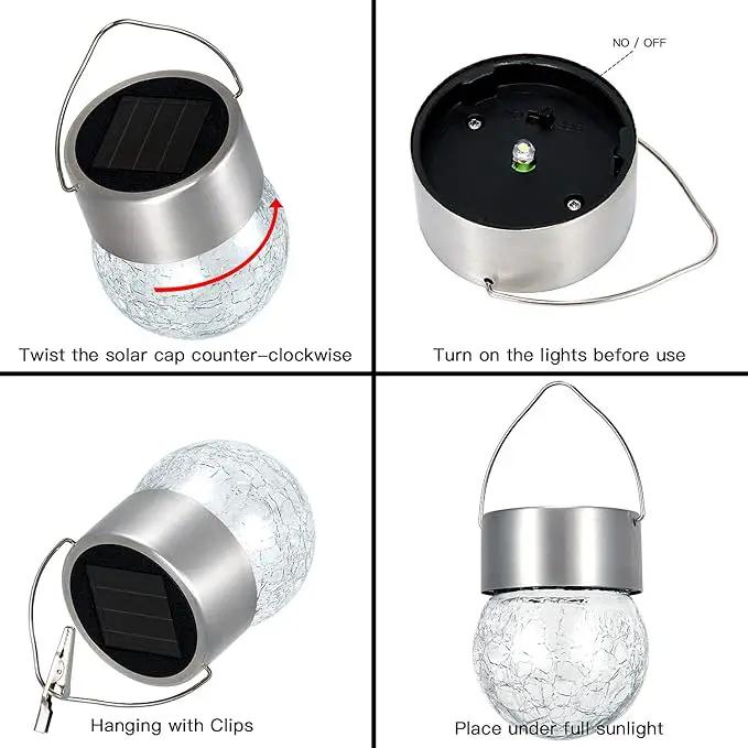SUNWIND Hanging Solar Ball Lights Outdoor - 8 Pack Cracked Glass Decorative Garden Lights Waterproof Solar Lanterns for Yard, Patio, Fence, Tree, or Holiday Decoration(White) by GreenHaven Gardens