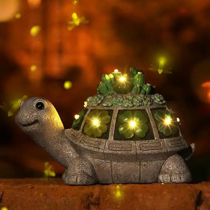 Turtle Solar Outdoor Light Garden Statue with Clover,Decoration for Patio,Yard,Lawn,Gifts for Women Mom Grandma by GreenHaven Gardens