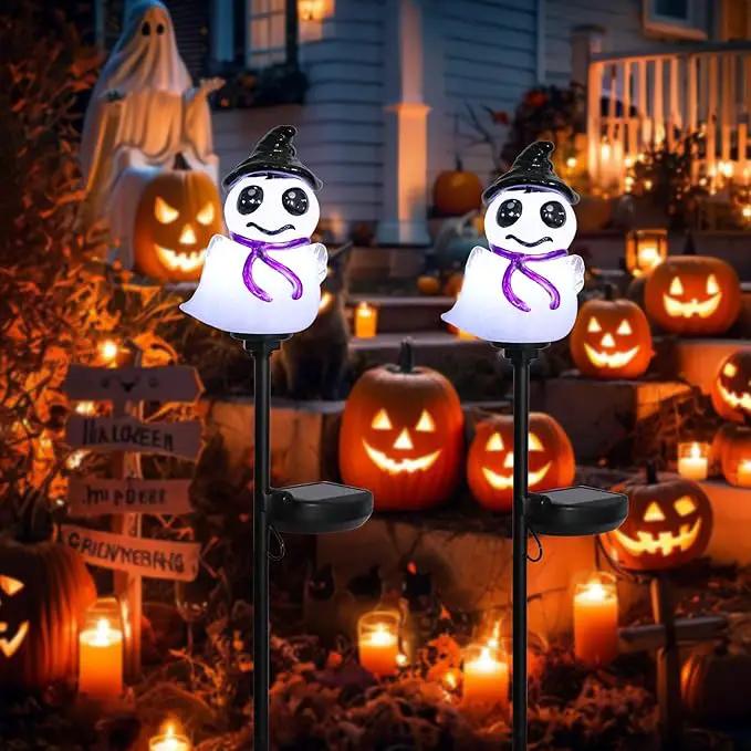 Afirst Halloween Ghosts Pathway Solar Lights Handblown Glass Waterproof Outdoor Halloween Decoration Solar LED Outdoor Décor Front Porch Decor 2 Pack by GreenHaven Gardens