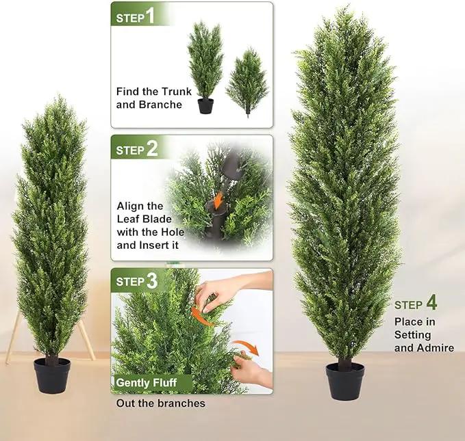 THE BLOOM TIMES 6ft Tall Topiary Trees Artificial Outdoor – UV Resistant Faux Cedar Pine Cypress Bushes and Shrubs, Fake Potted Plants for Front Porch Outside Planter Patio Decor, Set of 2 (6 Foot) by GreenHaven Gardens